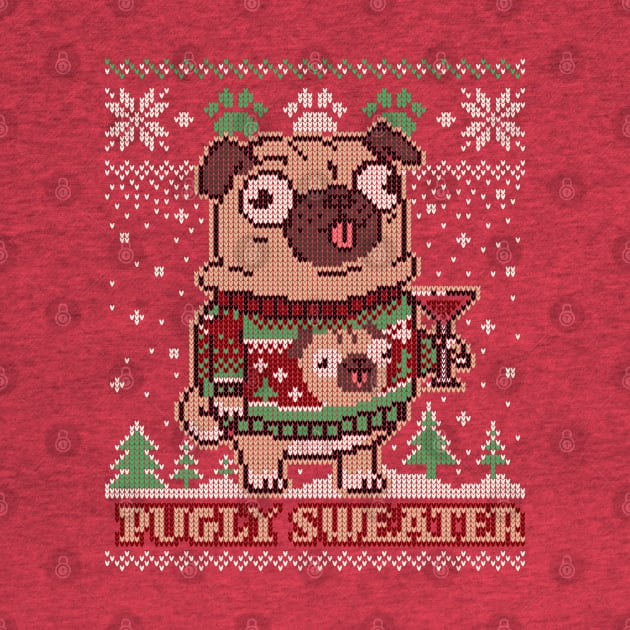 Pugly Christmas Sweater Pug T shirt Merry Pugmas Dog Lover by vo_maria